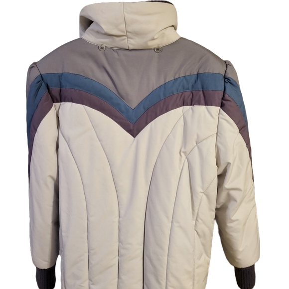 80s Mulberry Street Puffer Coat Like New sz 22.5 Pale Grey, Purple & Blue - Picture 6 of 9